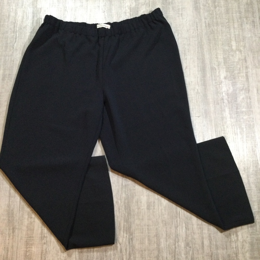 Max Mara Plus Size Marina Rinaldi Womens Sz 20 Elastic Waist Career Pants Black